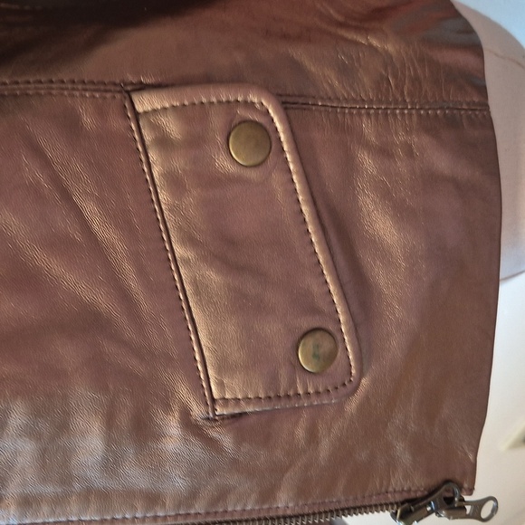 ARDEN B Bronze Metallic leather  Zipper jacket Sz 4 Four Front Pockets - Picture 3 of 16